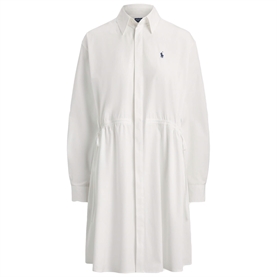 Polo Ralph Lauren Cotton Drawcord Skjorte Kjole, Hvid